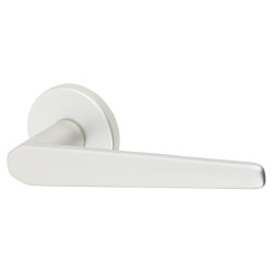 Urfic Satin Aluminium Door Handles on Round Rose - Easy Click Neptune Range