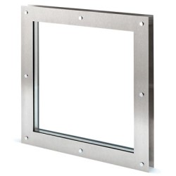 North 4 Designs Twin Glazed Square Vision Panel - 360 x 360mm - FD30 - Brushed Stainless Steel