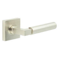 Burlington by Frelan Satin Nickel Fire Rated Door Handles on Square Rose - Westminster Range