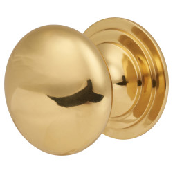 Altro Victorian Turned Round Cabinet Knob - 50mm Diameter - Polished Brass