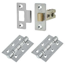 Altro Tubular Latch Pack - 44mm Backset - 2 x Ball Bearing Hinges - Polished Chrome