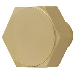 Alexander & Wilks Vesper Hex Cabinet Knob - 40mm Diameter - Satin Brass