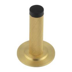 Burlington by Frelan Knurled Projection Door Stop on Stepped Rose - 76mm Projection - Satin Brass