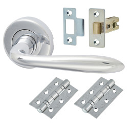 Heritage Brass by M Marcus Polished Chrome Latch Door Handles on Rose Pack - Sutton Range