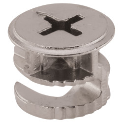 Cam Connector with Rim - 15mm Diameter - 15mm Locking Centre - Nickel Plated - Pack of 50