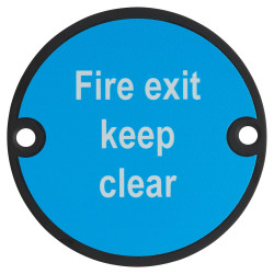 Altro Fire Exit Keep Clear Door Sign - 75mm Diameter - Matt Black