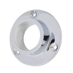 25mm Heavy Solid Brass Round Tube Hanging Rail End Socket - Polished Chrome