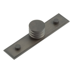 Hoxton by Frelan Sturt Grooved Round Cabinet Knob on Stepped Backplate - 30mm Diameter - Dark Bronze