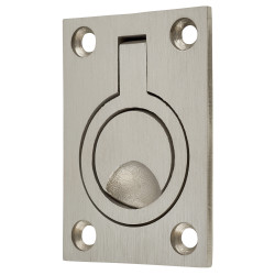 Altro Rectangular Flush Ring Cabinet Pull Handle - 62 x 44mm - Satin Stainless Steel