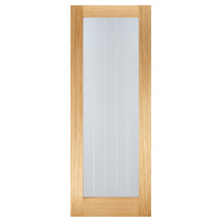 LPD Mexicano Pattern 10 Clear Glazed & Frosted Lines Pre-Finished Internal Door - 1981 x 838mm - Oak