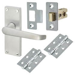 Touchpoint Satin Chrome Victorian Latch Door Handles Pack - Short Plate
