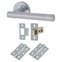 Touchpoint Satin Chrome Latch Door Handles on Rose Pack - Dakota Range