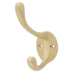 Alexander & Wilks Victorian Single Hat & Coat Hook - 80 x 35mm - Satin Brass