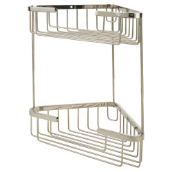 Altro Small Corner Shower Basket - Two Tier - 285 x 255 x 195mm - Polished Stainless Steel