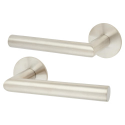 Jigtech Satin Stainless Steel Door Handles on Round Slim Rose - Schema Minim Range