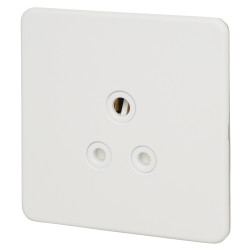 Knightsbridge 5A Screwless Flat Plate Unswitched Round Pin Socket - Matt White with White Insert