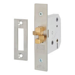 UNION 2426 3 Lever Sliding Door Lock - 77.5mm Case - 57mm Backset - Satin Stainless Steel