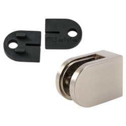 Bohle D Shaped Balustrade Clamps & Inserts - 10mm Glass - 63mm x 45mm - Stainless Effect - Pack of 4