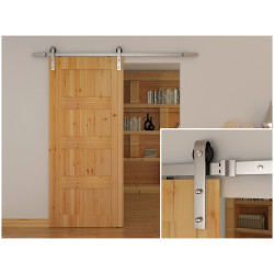 Klug Barn Strap Sliding Door Gear - Face Mounted - 2000mm - 80kg Max Door Weight - Satin Stainless