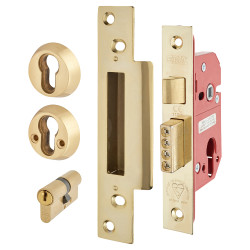 ERA Fortress BS3621:2007 Euro Profile Sashlock - 76mm Case - 56mm Backset - Polished Brass