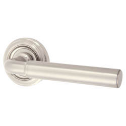 Jedo Satin Nickel Door Handles on Round Rose - Parisian Elise Range