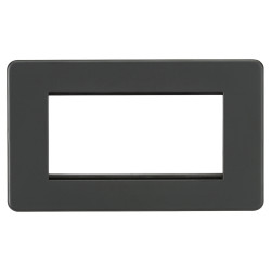 Knightsbridge 2 Gang 4 Module Euro Screwless Faceplate - Anthracite