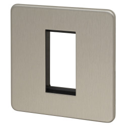 Knightsbridge 1 Gang 1 Module Euro Screwless Faceplate - Brushed Chrome