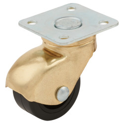Coldene Low Level Furniture Castor - Swivel - 20kg Max Weight - 35mm Diameter - Brass Plated