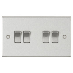 Knightsbridge 10AX 4 Gang 2 Way Square Edge Plate Light Switch - Brushed Chrome