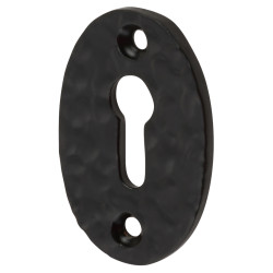 Olde Forge Traditional Oval Escutcheon - 56 x 36mm - Keyhole - Antique Black Iron