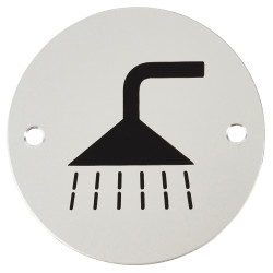 Touchpoint Shower Door Sign - 75mm Diameter - Satin Aluminium