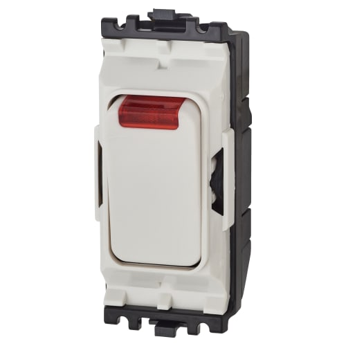 MK Grid Plus 20A 1 Way Double Pole Grid Switch with Neon White