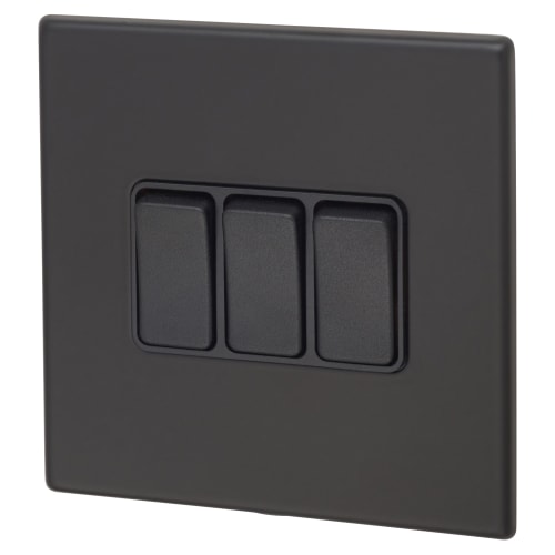 Hamilton Hartland G2 10A 3 Gang 2 Way Screwless Light Switch Matt