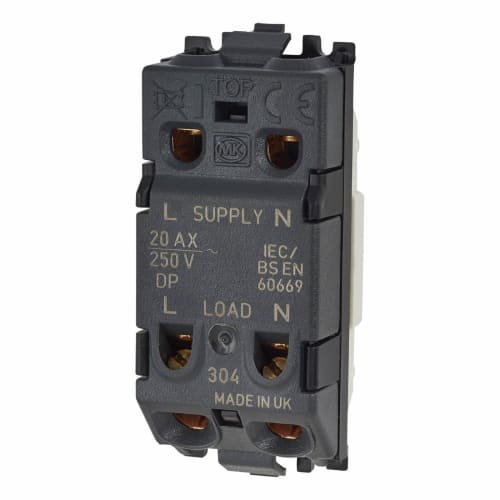 MK Grid Plus 20A 1 Way Double Pole Printed Grid Switch Worktop