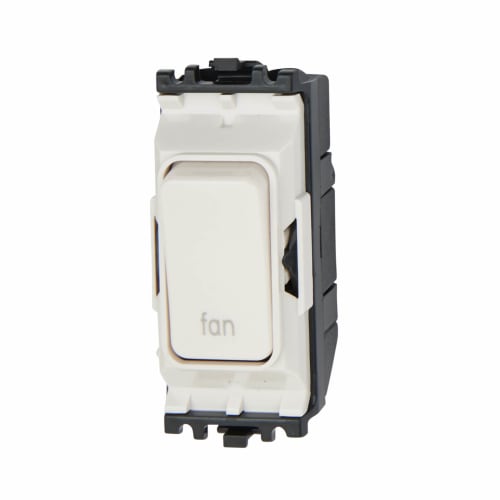 MK Grid Plus 20A Double Pole Printed Grid Switch Fan White