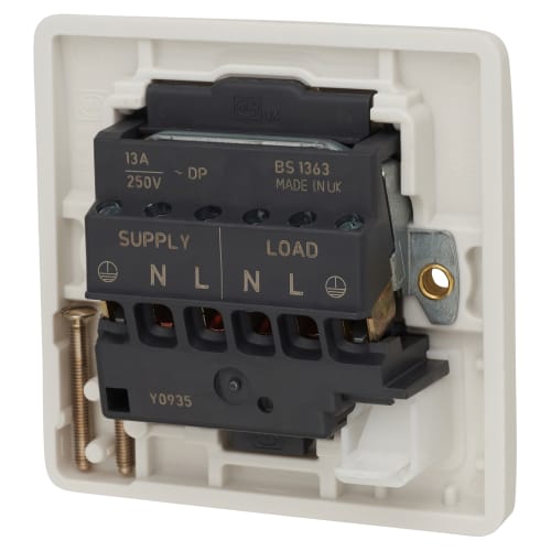 MK Logic Plus 13A 1 Gang Double Pole Switched Fused Spur with Front Flex Outlet White