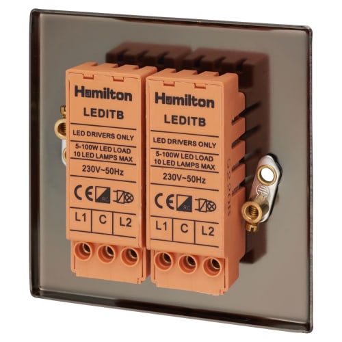 Hamilton Hartland 100W 2 Gang 2 Way Push On/Off Rotary LED Dimmer