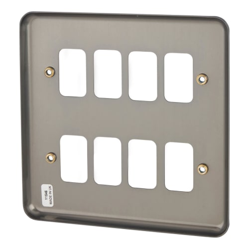 MK Grid Plus 8 Module Grid Switch Front Plate Brushed Chrome ElectricalDirect MK Grid Plus 8 Module Grid Switch Front Plate Brushed Chrome ElectricalDirect