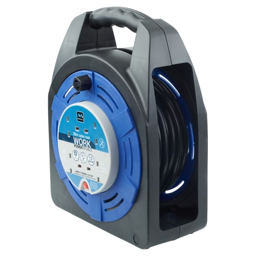 Masterplug 13A 240V 4 Gang Cable Extension Reel in Cassette Case 20m