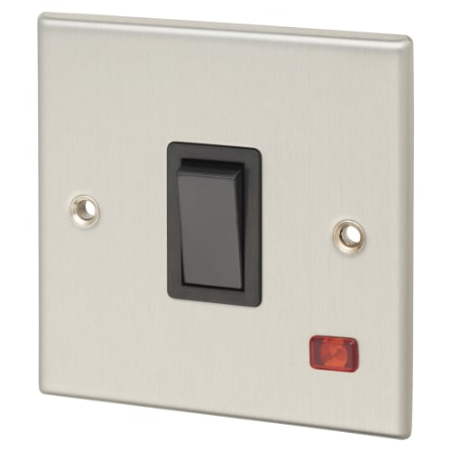 Contactum Iconic 20a 1 Gang Double Pole Switch With Neon Brushed