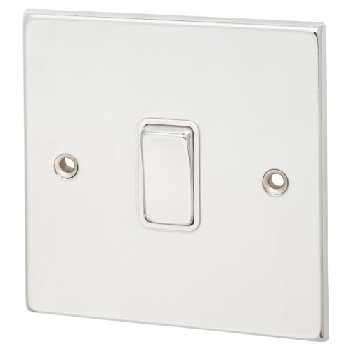 Hamilton Hartland 10A 1 Gang Intermediate Light Switch Bright Chrome with White Insert