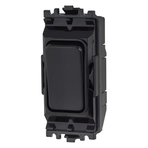 MK Grid Plus 20A 1 Way Double Pole Grid Switch Black ElectricalDirect