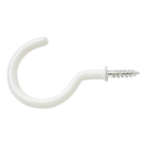Cup Hook - 32mm Hook - White Plastic Coated - Pack of 10