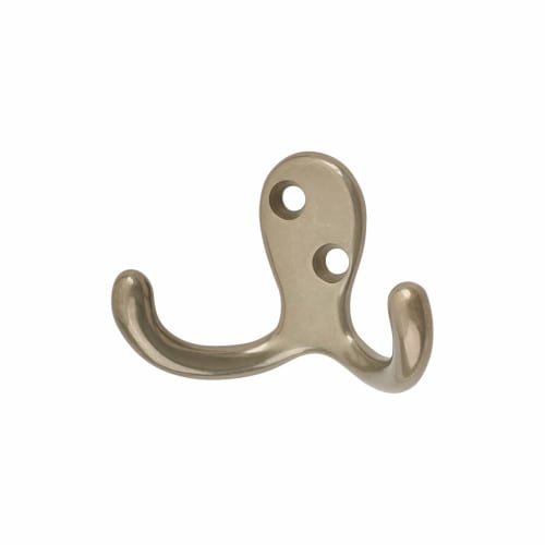 Diecast Double Coat Hook - 70 x 30mm - Satin Nickel - Pack of 10