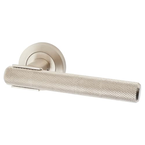 Hampstead Orla Knurled Lever Door Handle on Rose Satin Nickel IronmongeryDirect Same Day