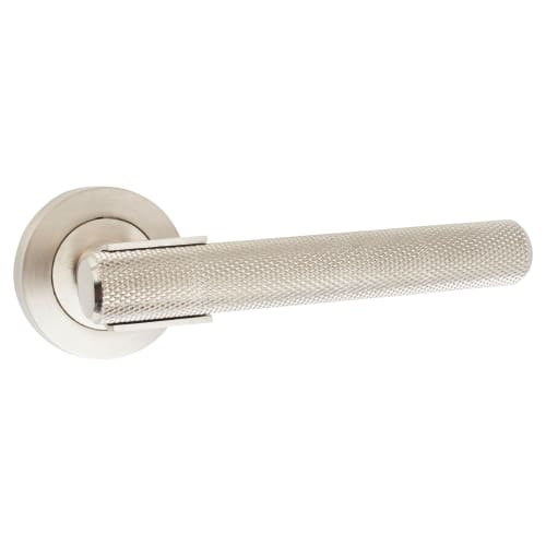 Hampstead Orla Knurled Lever Door Handle on Rose Satin Nickel IronmongeryDirect Same Day