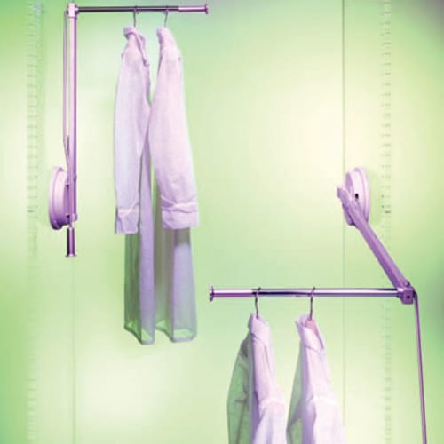 Flexi Lift Single Pull Down Wardrobe Rail - 500-600mm - Left Hand - Grey