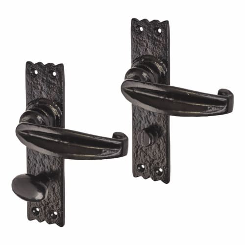 Elan Tudor Bathroom Door Handle Metalized Antique Black Iron IronmongeryDirect Same Day