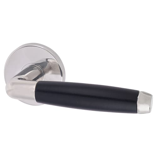 Urfic Cambridge Lever Door Handle on Rose Polished Nickel/Matt Black