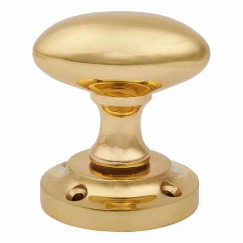 Oval Mortice Door Knob - Polished Brass
